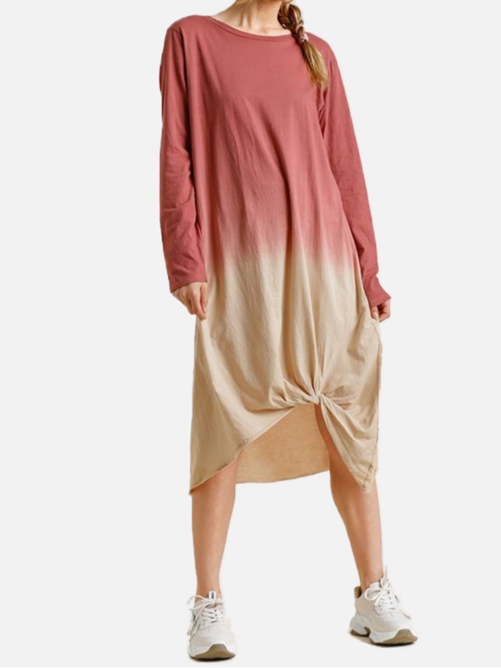 Umgee NWT Ombre Tie Dye Twist Front Dress Plus Size 1XL Oversized NEW